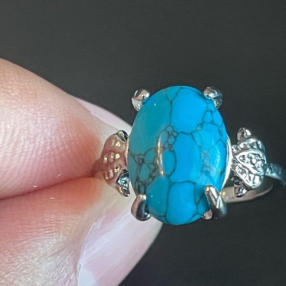 Boho turquoise stone S925 silver ring size 7.25 - Picture 5 of 9